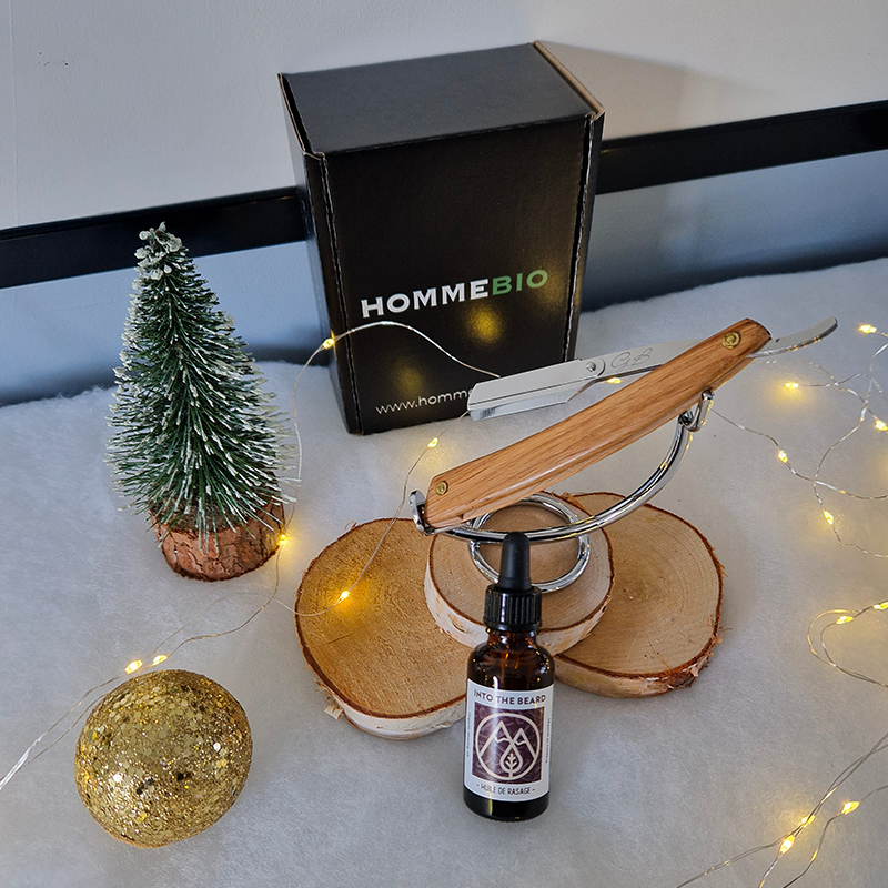 Coffret de noel huile à barbe & shavette